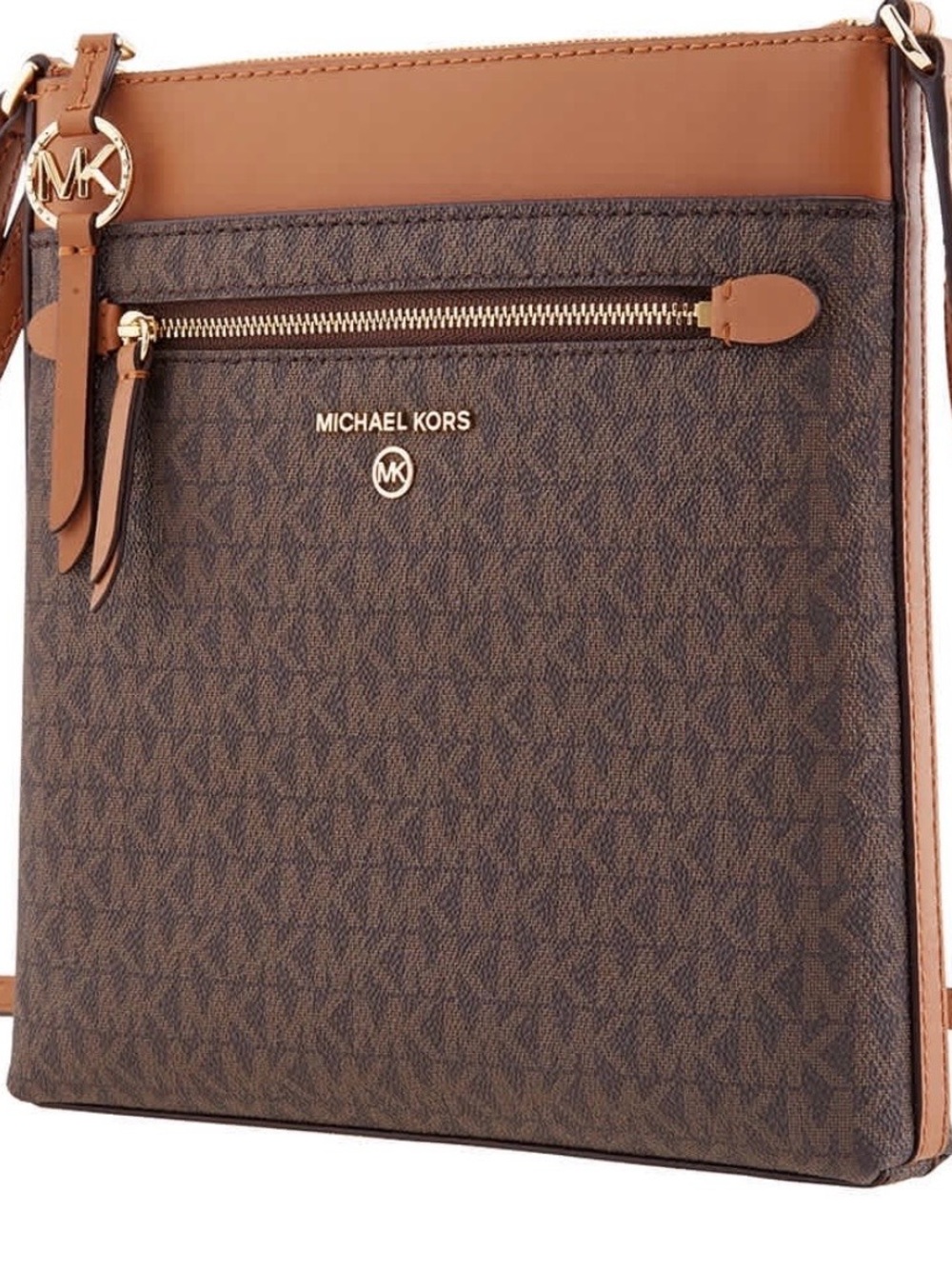 Michael Kors Brown and Tan Signature Crossbody Bag